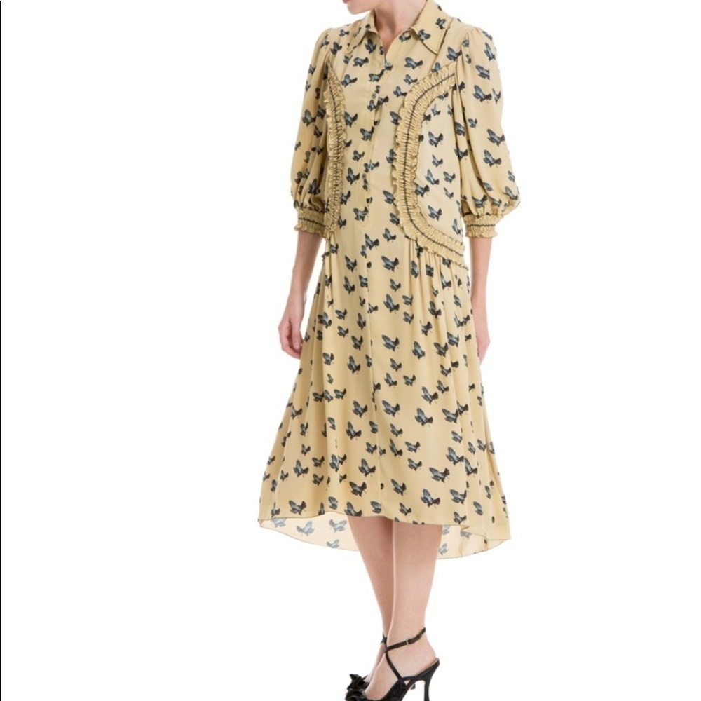 Max Studio London Dress Midi Dress. Bird Printed